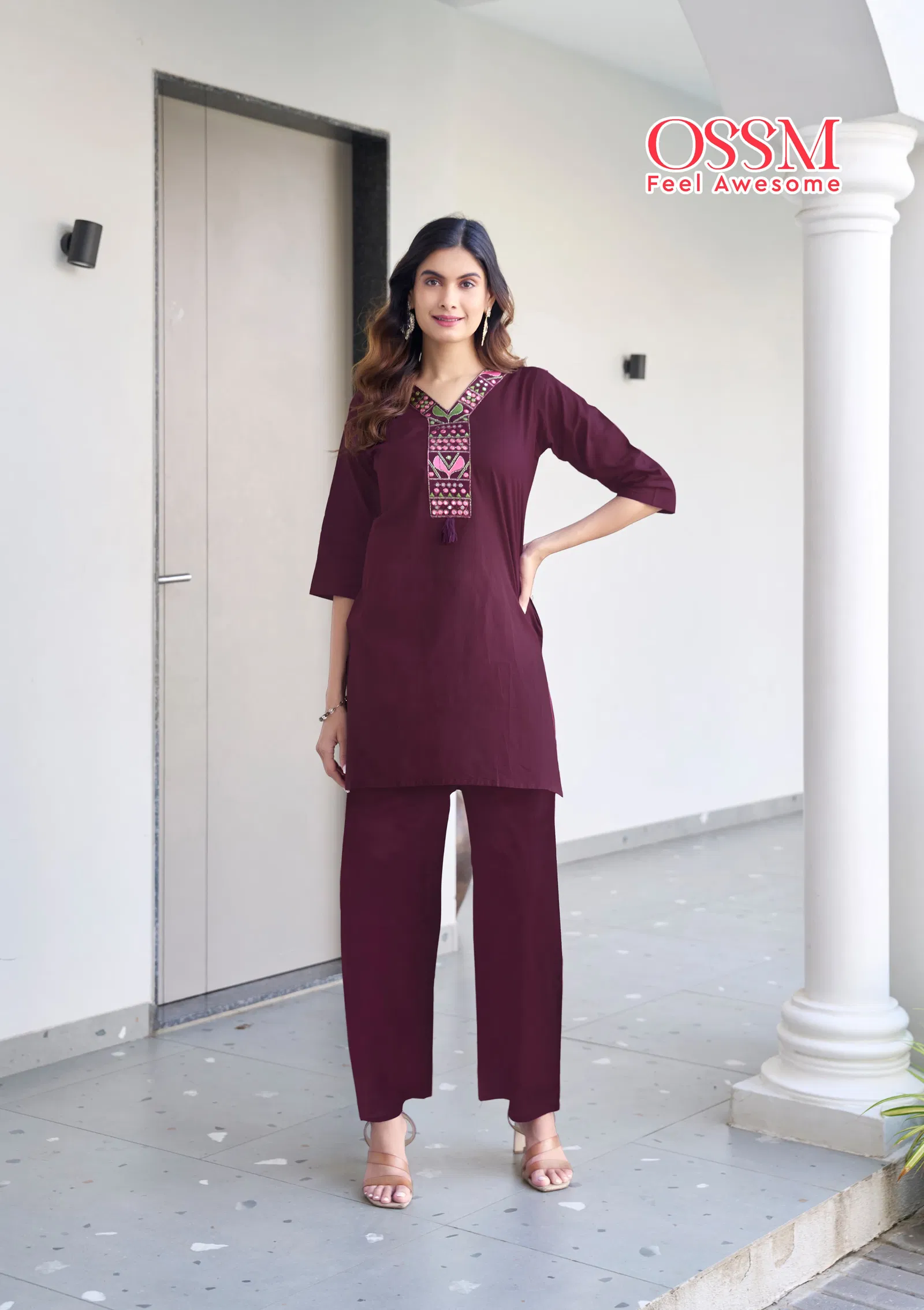Sara by Ossm Fancy Cotton Embroidery Co Ord Set Wholesale Market In Surat